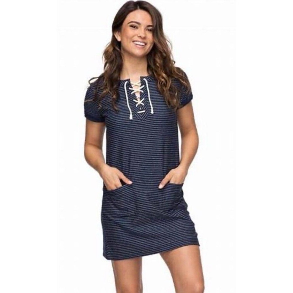 Roxy Beyond the Ocean‎ blue and white striped dress